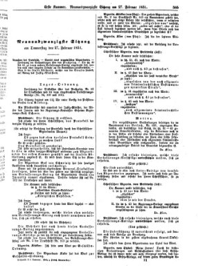 Verhandlungen der Ersten Kammer. Stenographische Berichte über die Verhandlungen der Ersten Kammer (Allgemeine preußische Staats-Zeitung) Donnerstag 27. Februar 1851