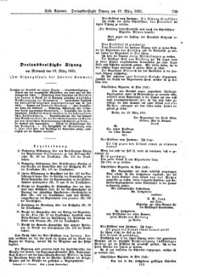 Verhandlungen der Ersten Kammer. Stenographische Berichte über die Verhandlungen der Ersten Kammer (Allgemeine preußische Staats-Zeitung) Mittwoch 19. März 1851