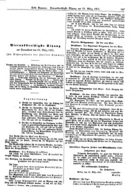 Verhandlungen der Ersten Kammer. Stenographische Berichte über die Verhandlungen der Ersten Kammer (Allgemeine preußische Staats-Zeitung) Samstag 22. März 1851