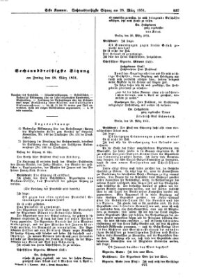 Verhandlungen der Ersten Kammer. Stenographische Berichte über die Verhandlungen der Ersten Kammer (Allgemeine preußische Staats-Zeitung) Freitag 28. März 1851