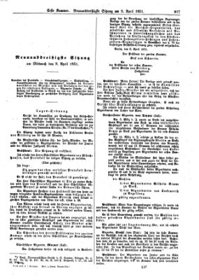 Verhandlungen der Ersten Kammer. Stenographische Berichte über die Verhandlungen der Ersten Kammer (Allgemeine preußische Staats-Zeitung) Mittwoch 9. April 1851