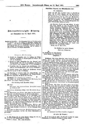 Verhandlungen der Ersten Kammer. Stenographische Berichte über die Verhandlungen der Ersten Kammer (Allgemeine preußische Staats-Zeitung) Samstag 12. April 1851