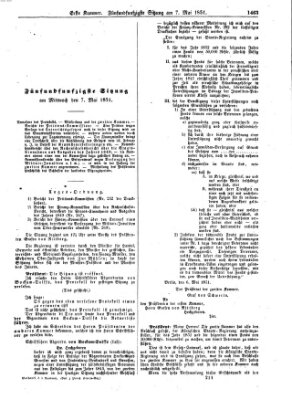 Verhandlungen der Ersten Kammer. Stenographische Berichte über die Verhandlungen der Ersten Kammer (Allgemeine preußische Staats-Zeitung) Mittwoch 7. Mai 1851