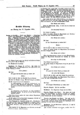 Verhandlungen der Ersten Kammer. Stenographische Berichte über die Verhandlungen der Ersten Kammer (Allgemeine preußische Staats-Zeitung) Montag 15. Dezember 1851