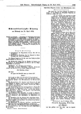 Verhandlungen der Ersten Kammer. Stenographische Berichte über die Verhandlungen der Ersten Kammer (Allgemeine preußische Staats-Zeitung) Mittwoch 28. April 1852