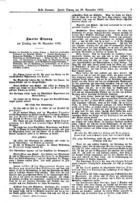 Verhandlungen der Ersten Kammer. Stenographische Berichte über die Verhandlungen der Ersten Kammer (Allgemeine preußische Staats-Zeitung) Dienstag 30. November 1852