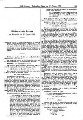 Verhandlungen der Ersten Kammer. Stenographische Berichte über die Verhandlungen der Ersten Kammer (Allgemeine preußische Staats-Zeitung) Donnerstag 27. Januar 1853