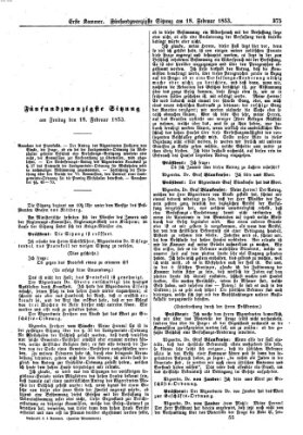 Verhandlungen der Ersten Kammer. Stenographische Berichte über die Verhandlungen der Ersten Kammer (Allgemeine preußische Staats-Zeitung) Freitag 18. Februar 1853