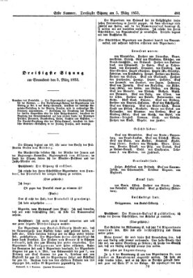 Verhandlungen der Ersten Kammer. Stenographische Berichte über die Verhandlungen der Ersten Kammer (Allgemeine preußische Staats-Zeitung) Samstag 5. März 1853