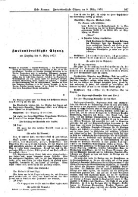 Verhandlungen der Ersten Kammer. Stenographische Berichte über die Verhandlungen der Ersten Kammer (Allgemeine preußische Staats-Zeitung) Dienstag 8. März 1853