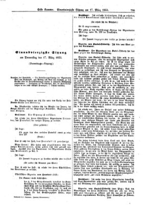 Verhandlungen der Ersten Kammer. Stenographische Berichte über die Verhandlungen der Ersten Kammer (Allgemeine preußische Staats-Zeitung) Donnerstag 17. März 1853