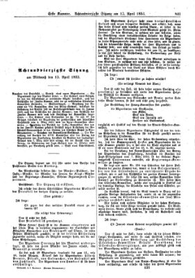 Verhandlungen der Ersten Kammer. Stenographische Berichte über die Verhandlungen der Ersten Kammer (Allgemeine preußische Staats-Zeitung) Mittwoch 13. April 1853