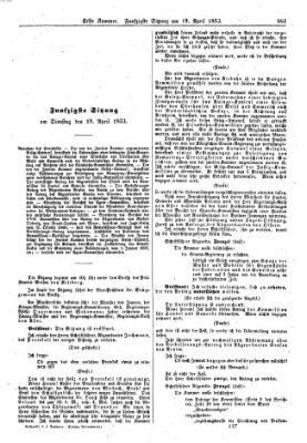 Verhandlungen der Ersten Kammer. Stenographische Berichte über die Verhandlungen der Ersten Kammer (Allgemeine preußische Staats-Zeitung) Dienstag 19. April 1853