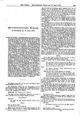 Verhandlungen der Ersten Kammer. Stenographische Berichte über die Verhandlungen der Ersten Kammer (Allgemeine preußische Staats-Zeitung) Samstag 23. April 1853