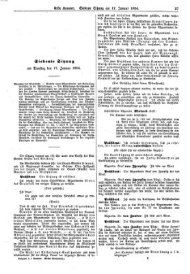 Verhandlungen der Ersten Kammer. Stenographische Berichte über die Verhandlungen der Ersten Kammer (Allgemeine preußische Staats-Zeitung) Dienstag 17. Januar 1854