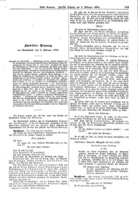 Verhandlungen der Ersten Kammer. Stenographische Berichte über die Verhandlungen der Ersten Kammer (Allgemeine preußische Staats-Zeitung) Samstag 4. Februar 1854