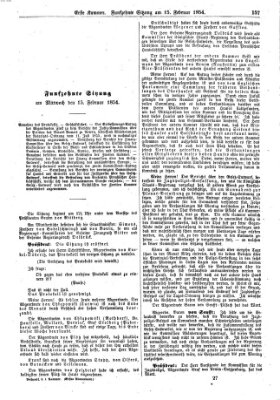 Verhandlungen der Ersten Kammer. Stenographische Berichte über die Verhandlungen der Ersten Kammer (Allgemeine preußische Staats-Zeitung) Mittwoch 15. Februar 1854