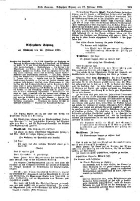 Verhandlungen der Ersten Kammer. Stenographische Berichte über die Verhandlungen der Ersten Kammer (Allgemeine preußische Staats-Zeitung) Mittwoch 22. Februar 1854