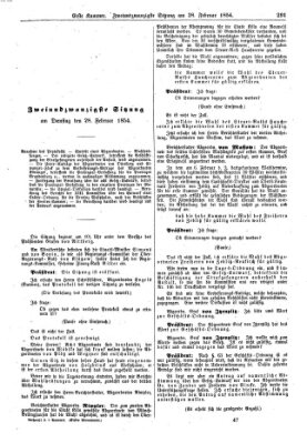 Verhandlungen der Ersten Kammer. Stenographische Berichte über die Verhandlungen der Ersten Kammer (Allgemeine preußische Staats-Zeitung) Dienstag 28. Februar 1854