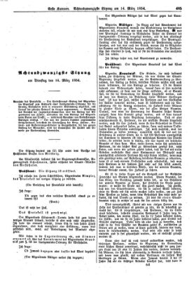 Verhandlungen der Ersten Kammer. Stenographische Berichte über die Verhandlungen der Ersten Kammer (Allgemeine preußische Staats-Zeitung) Dienstag 14. März 1854