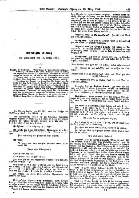 Verhandlungen der Ersten Kammer. Stenographische Berichte über die Verhandlungen der Ersten Kammer (Allgemeine preußische Staats-Zeitung) Samstag 18. März 1854