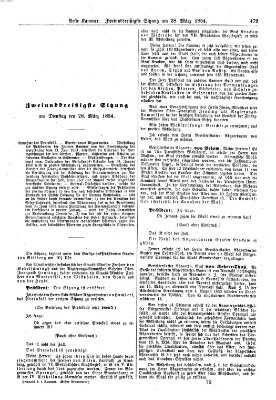 Verhandlungen der Ersten Kammer. Stenographische Berichte über die Verhandlungen der Ersten Kammer (Allgemeine preußische Staats-Zeitung) Dienstag 28. März 1854