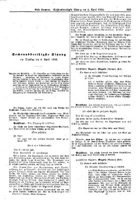 Verhandlungen der Ersten Kammer. Stenographische Berichte über die Verhandlungen der Ersten Kammer (Allgemeine preußische Staats-Zeitung) Dienstag 4. April 1854