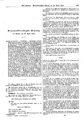 Verhandlungen der Ersten Kammer. Stenographische Berichte über die Verhandlungen der Ersten Kammer (Allgemeine preußische Staats-Zeitung) Montag 24. April 1854