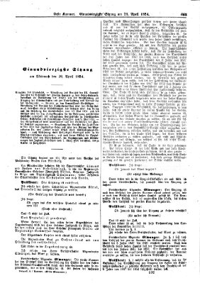 Verhandlungen der Ersten Kammer. Stenographische Berichte über die Verhandlungen der Ersten Kammer (Allgemeine preußische Staats-Zeitung) Mittwoch 26. April 1854