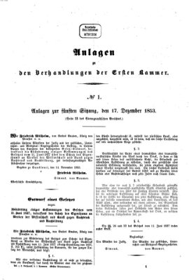 Verhandlungen der Ersten Kammer. Stenographische Berichte über die Verhandlungen der Ersten Kammer (Allgemeine preußische Staats-Zeitung) Samstag 17. Dezember 1853