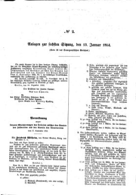 Verhandlungen der Ersten Kammer. Stenographische Berichte über die Verhandlungen der Ersten Kammer (Allgemeine preußische Staats-Zeitung) Freitag 13. Januar 1854