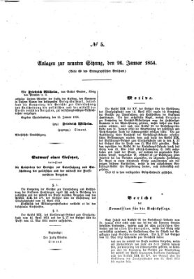 Verhandlungen der Ersten Kammer. Stenographische Berichte über die Verhandlungen der Ersten Kammer (Allgemeine preußische Staats-Zeitung) Donnerstag 26. Januar 1854