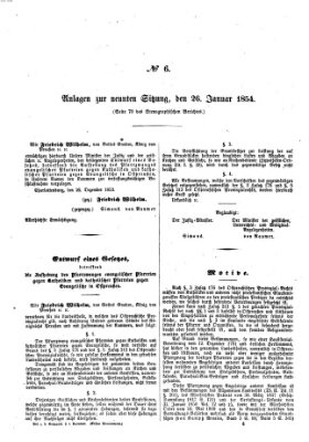 Verhandlungen der Ersten Kammer. Stenographische Berichte über die Verhandlungen der Ersten Kammer (Allgemeine preußische Staats-Zeitung) Donnerstag 26. Januar 1854