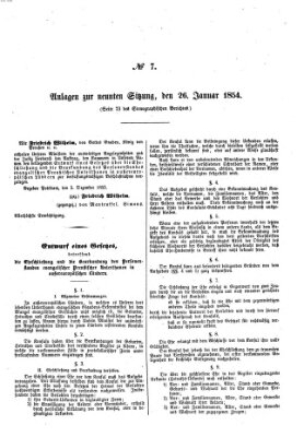 Verhandlungen der Ersten Kammer. Stenographische Berichte über die Verhandlungen der Ersten Kammer (Allgemeine preußische Staats-Zeitung) Donnerstag 26. Januar 1854