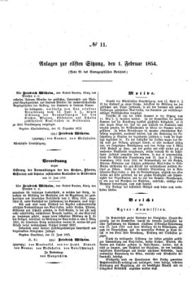 Verhandlungen der Ersten Kammer. Stenographische Berichte über die Verhandlungen der Ersten Kammer (Allgemeine preußische Staats-Zeitung) Mittwoch 1. Februar 1854