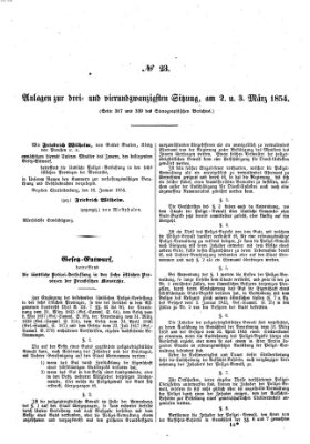 Verhandlungen der Ersten Kammer. Stenographische Berichte über die Verhandlungen der Ersten Kammer (Allgemeine preußische Staats-Zeitung) Donnerstag 2. März 1854