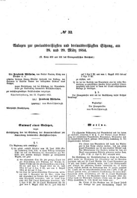 Verhandlungen der Ersten Kammer. Stenographische Berichte über die Verhandlungen der Ersten Kammer (Allgemeine preußische Staats-Zeitung) Dienstag 28. März 1854