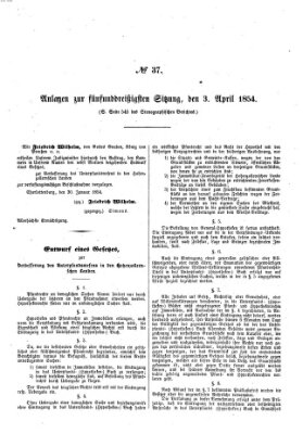 Verhandlungen der Ersten Kammer. Stenographische Berichte über die Verhandlungen der Ersten Kammer (Allgemeine preußische Staats-Zeitung) Montag 3. April 1854