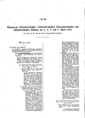 Verhandlungen der Ersten Kammer. Stenographische Berichte über die Verhandlungen der Ersten Kammer (Allgemeine preußische Staats-Zeitung) Montag 3. April 1854