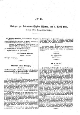 Verhandlungen der Ersten Kammer. Stenographische Berichte über die Verhandlungen der Ersten Kammer (Allgemeine preußische Staats-Zeitung) Mittwoch 5. April 1854