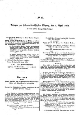 Verhandlungen der Ersten Kammer. Stenographische Berichte über die Verhandlungen der Ersten Kammer (Allgemeine preußische Staats-Zeitung) Mittwoch 5. April 1854