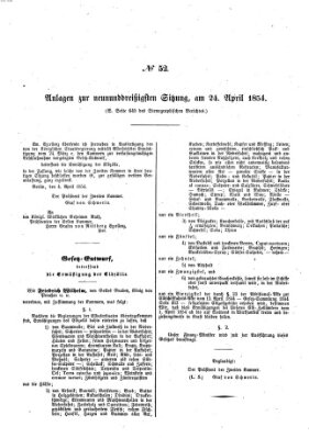 Verhandlungen der Ersten Kammer. Stenographische Berichte über die Verhandlungen der Ersten Kammer (Allgemeine preußische Staats-Zeitung) Montag 24. April 1854