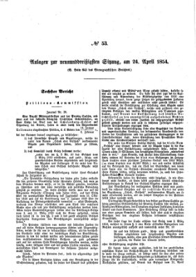 Verhandlungen der Ersten Kammer. Stenographische Berichte über die Verhandlungen der Ersten Kammer (Allgemeine preußische Staats-Zeitung) Montag 24. April 1854