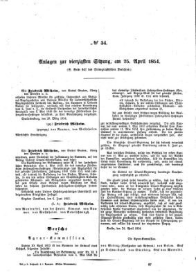 Verhandlungen der Ersten Kammer. Stenographische Berichte über die Verhandlungen der Ersten Kammer (Allgemeine preußische Staats-Zeitung) Dienstag 25. April 1854