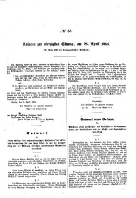 Verhandlungen der Ersten Kammer. Stenographische Berichte über die Verhandlungen der Ersten Kammer (Allgemeine preußische Staats-Zeitung) Dienstag 25. April 1854