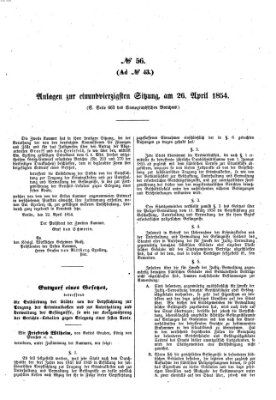 Verhandlungen der Ersten Kammer. Stenographische Berichte über die Verhandlungen der Ersten Kammer (Allgemeine preußische Staats-Zeitung) Mittwoch 26. April 1854