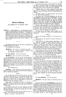 Verhandlungen der Ersten Kammer. Stenographische Berichte über die Verhandlungen der Ersten Kammer (Allgemeine preußische Staats-Zeitung) Dienstag 12. Dezember 1854