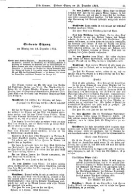 Verhandlungen der Ersten Kammer. Stenographische Berichte über die Verhandlungen der Ersten Kammer (Allgemeine preußische Staats-Zeitung) Montag 18. Dezember 1854