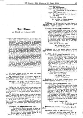 Verhandlungen der Ersten Kammer. Stenographische Berichte über die Verhandlungen der Ersten Kammer (Allgemeine preußische Staats-Zeitung) Mittwoch 10. Januar 1855