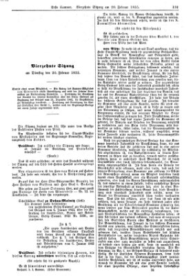 Verhandlungen der Ersten Kammer. Stenographische Berichte über die Verhandlungen der Ersten Kammer (Allgemeine preußische Staats-Zeitung) Dienstag 20. Februar 1855